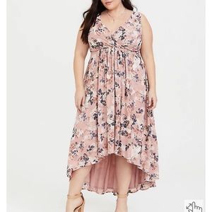 BLUSH FLORAL CHIFFON HI-LO DRESS TORRID